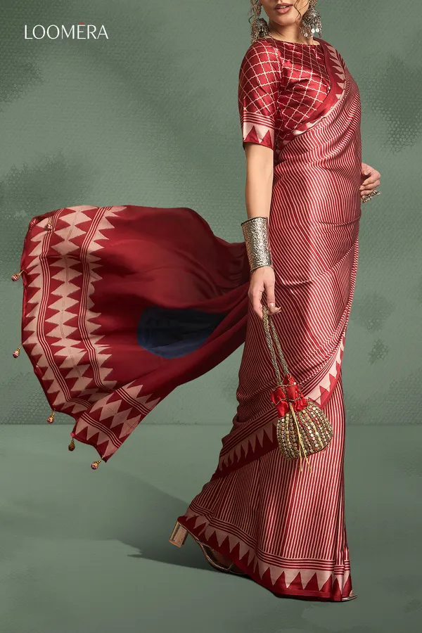 Brick_Red_Gaji_Modal_Silk_Saree_With_Ajrakh_Prints