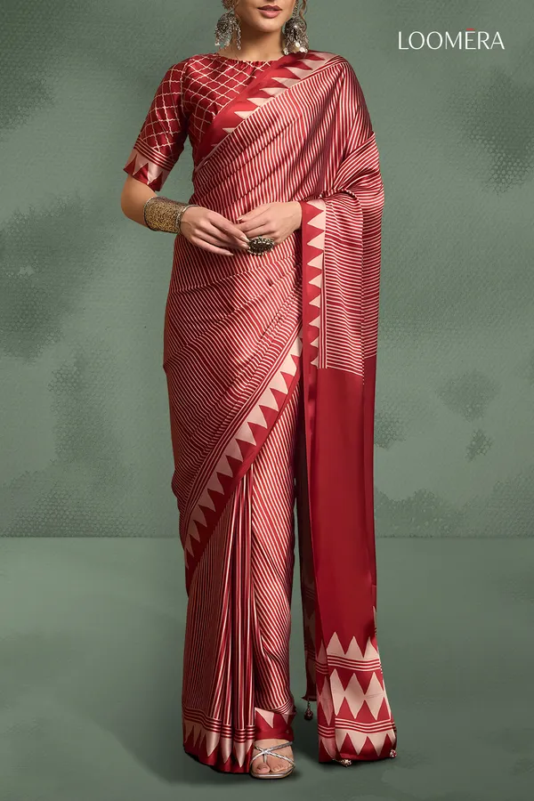 Brick_Red_Gaji_Modal_Silk_Saree_With_Ajrakh_Prints