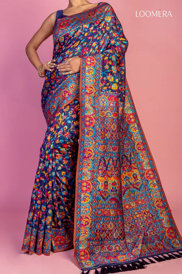 Dark_Blue_Saree_With_Intricate_Pashmina_Work