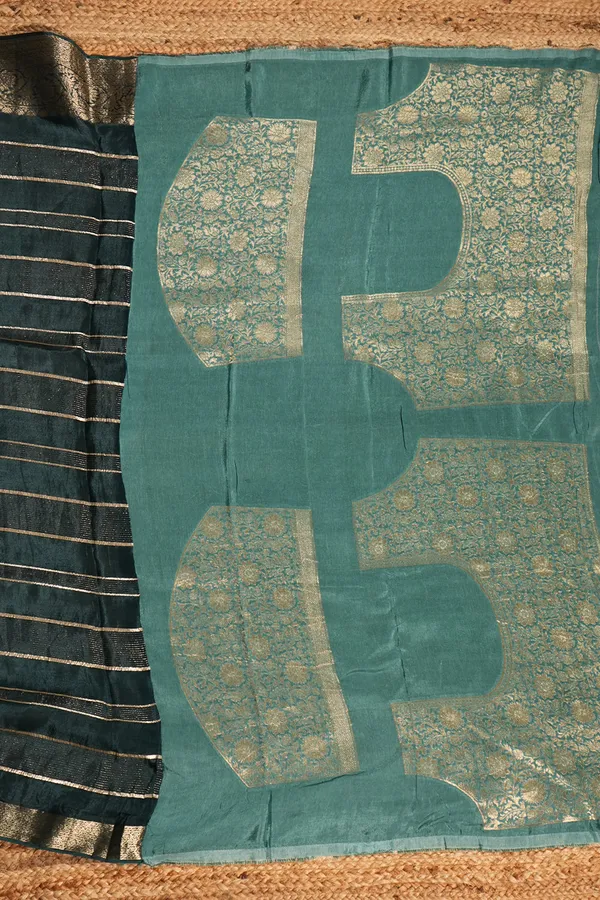 Prussian_Blue_Saree_With_Silver_Zari_Lines_And_Floral_Zari_Border