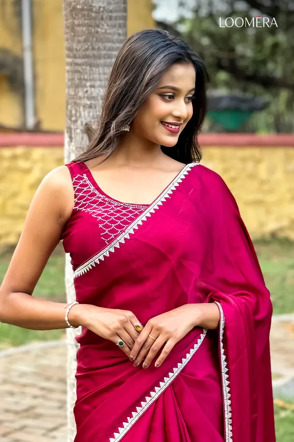Maroon_Satin_Saree_With_Stone_Work