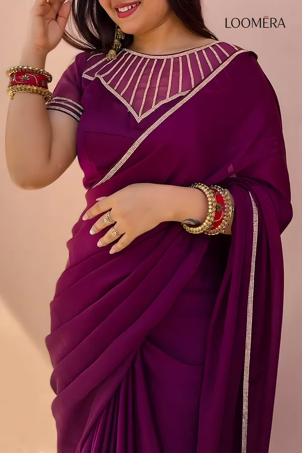 Purple_Satin_Saree_With_Stone_Work_And_Readymade_Blouse