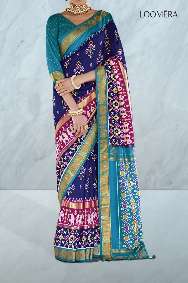 Sapphire_Blue_Patola_Print_Viscose_Silk_Saree