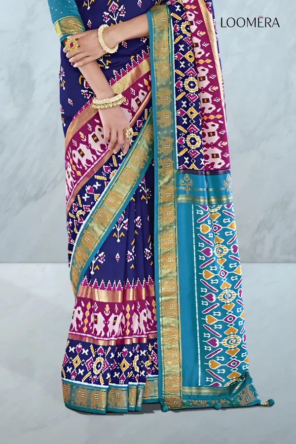 Sapphire_Blue_Patola_Print_Viscose_Silk_Saree