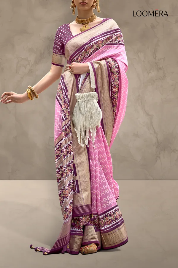 Pink_Patola_Print_Viscose_Silk_Saree