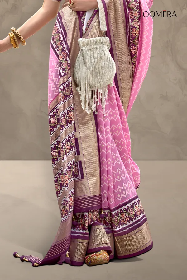 Pink_Patola_Print_Viscose_Silk_Saree