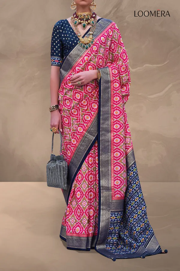 Pink_And_Blue_Viscose_Silk_Saree