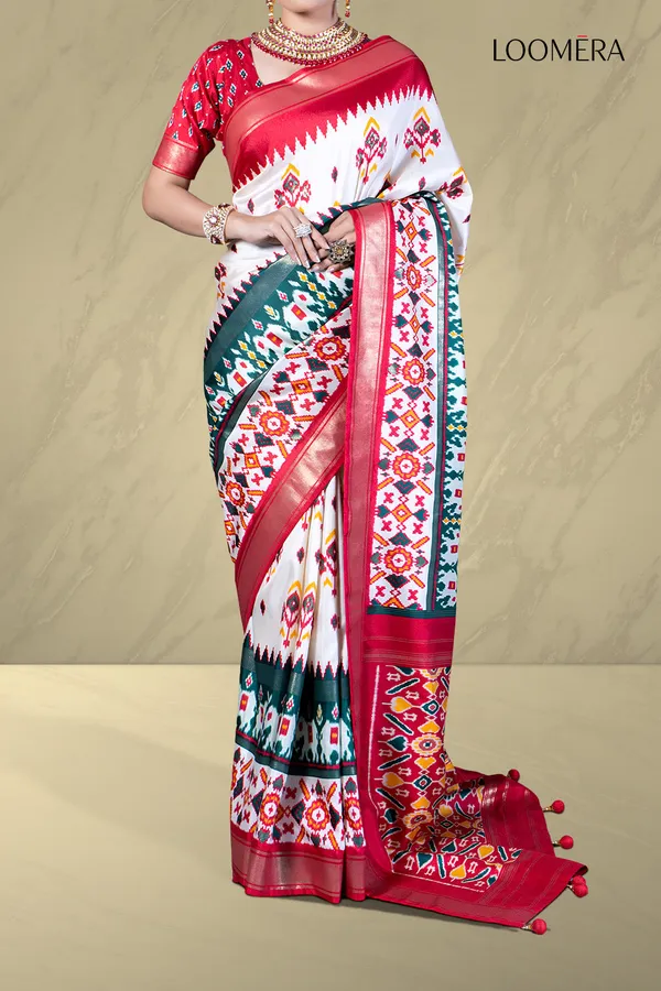 Off_White_Patola_Print_Saree_With_Crimson_Red_Border