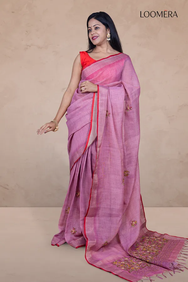 Mauve_Linen_Saree_With_Bullion_Hand_Embroidery