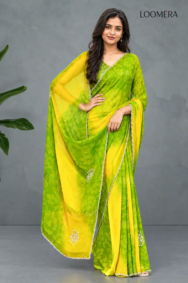 Parrot_Green_and_Yellow_Saree_with_Floral_Design