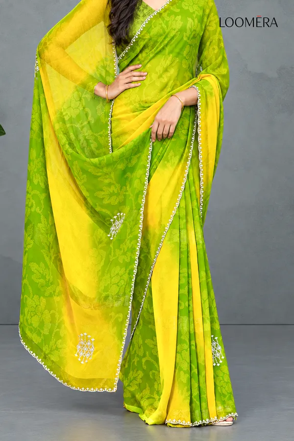 Parrot_Green_and_Yellow_Saree_with_Floral_Design