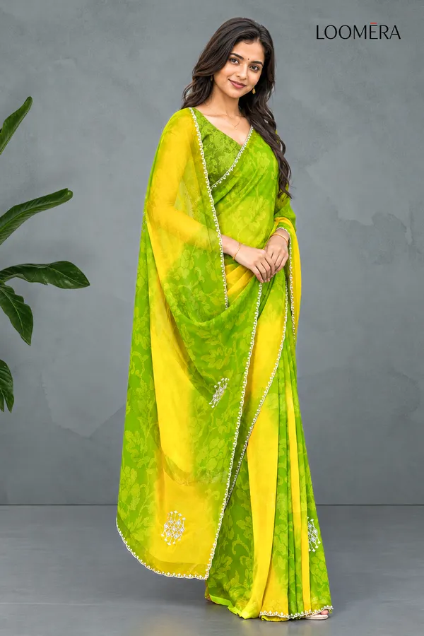 Parrot_Green_and_Yellow_Saree_with_Floral_Design