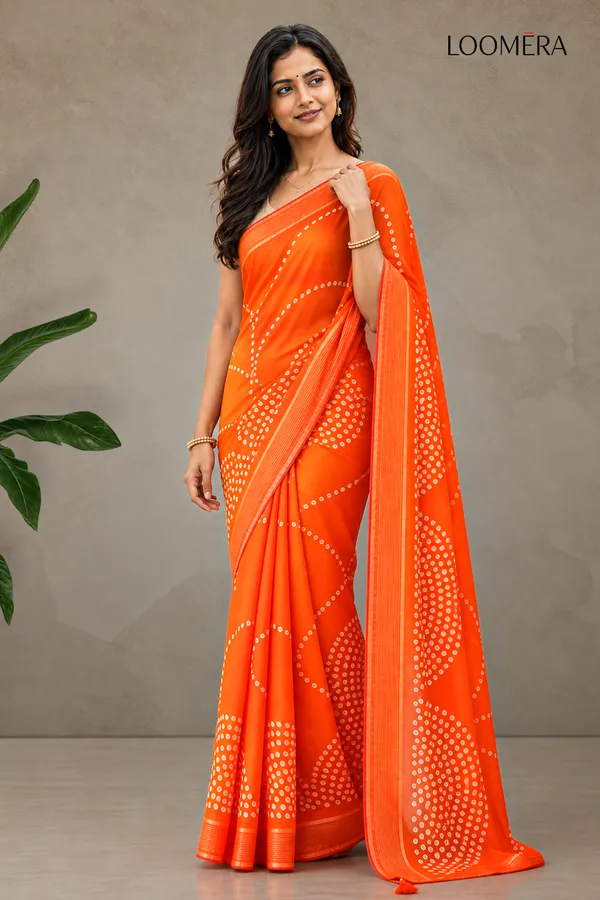 Sunset_Orange_Georgette_Saree