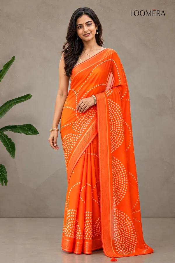 Sunset_Orange_Georgette_Saree