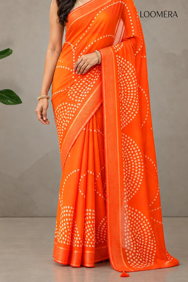 Sunset_Orange_Georgette_Saree