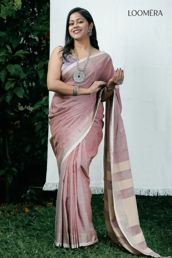 Taupe_Pink_Pure_Bengal_Handloom_Cotton_Saree