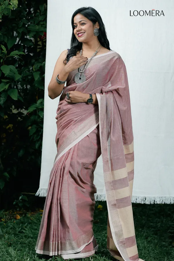 Taupe_Pink_Pure_Bengal_Handloom_Cotton_Saree