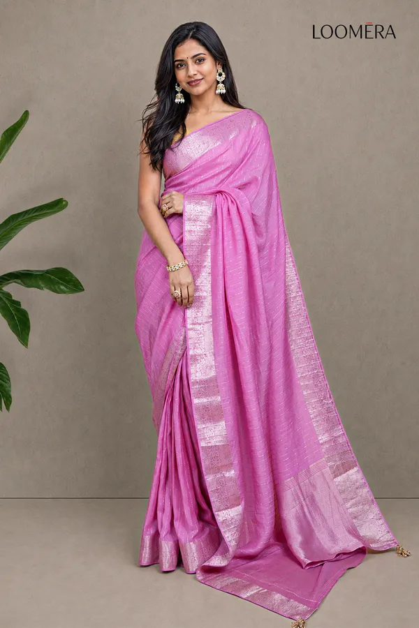 Rose_Pink_Sequined_Line_Saree_With_Floral_Zari_Border