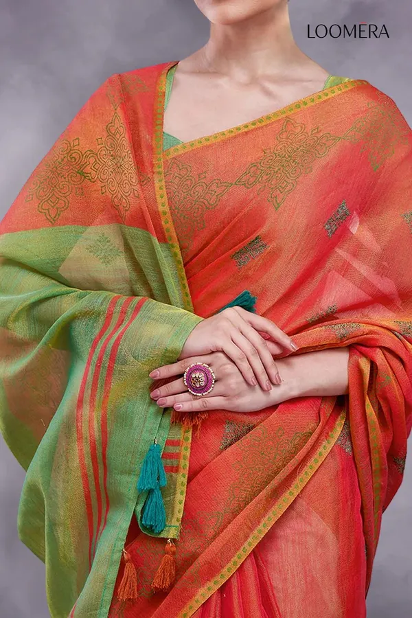 Vivid_Red_Cotton_Silk_Saree