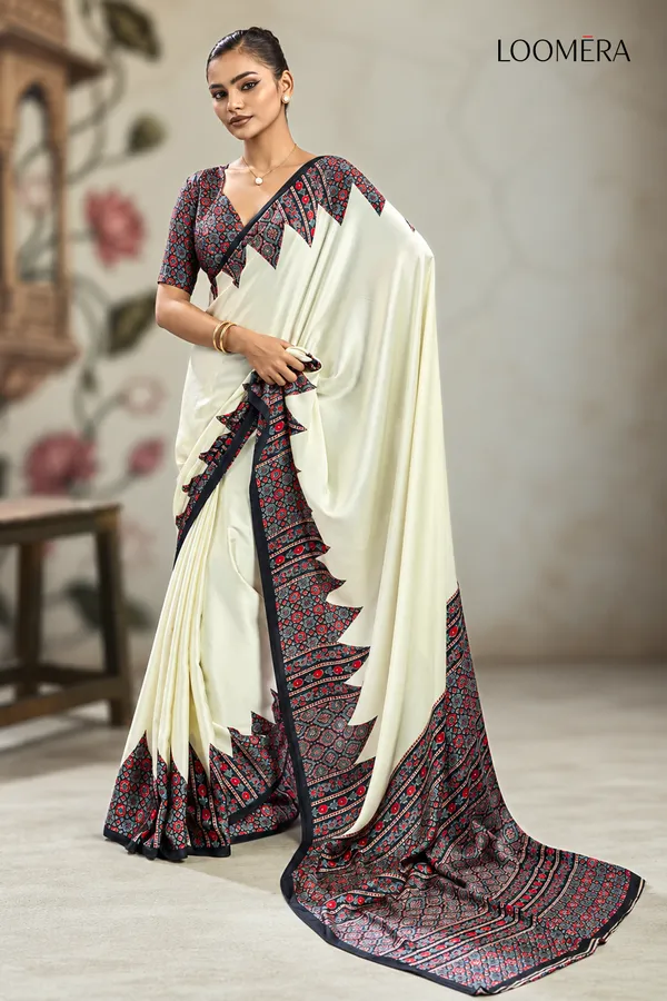 White_Premium_Satin_Saree_with_Ajrakh_Print