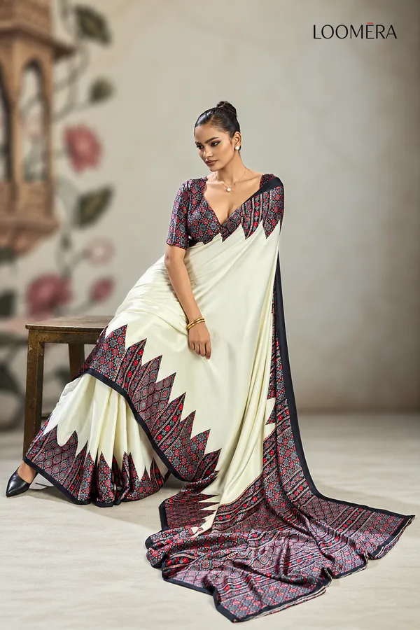 White_Premium_Satin_Saree_with_Ajrakh_Print