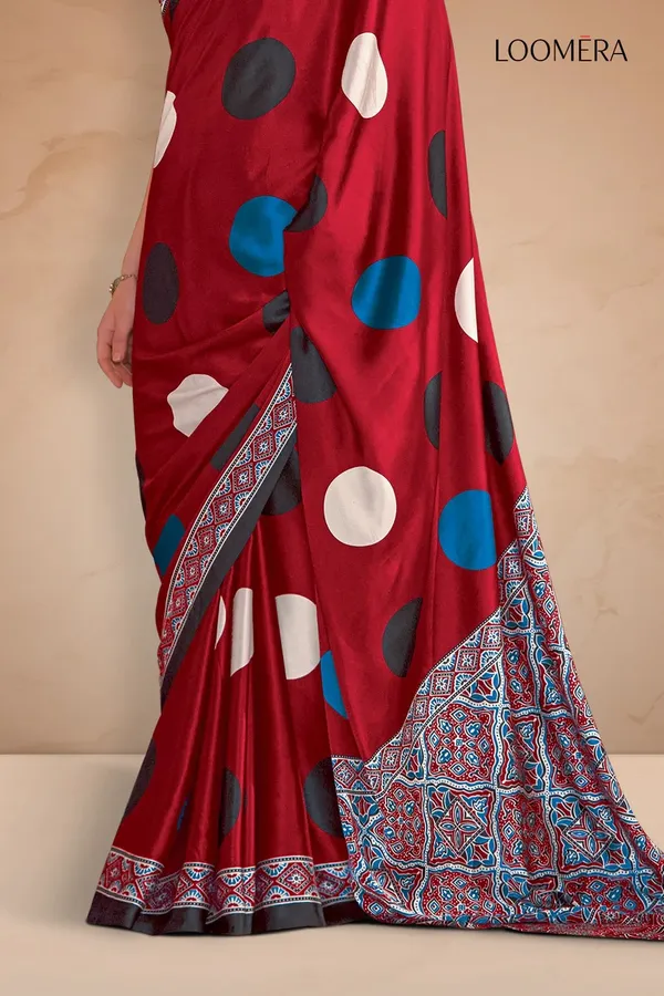 Wine_Red_Gajji_Modal_Silk_Polka_Print_Saree