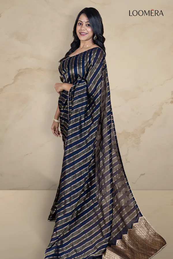 Prussian_Blue_Semi_Silk_Saree_With_Golden_Zari_Pallu
