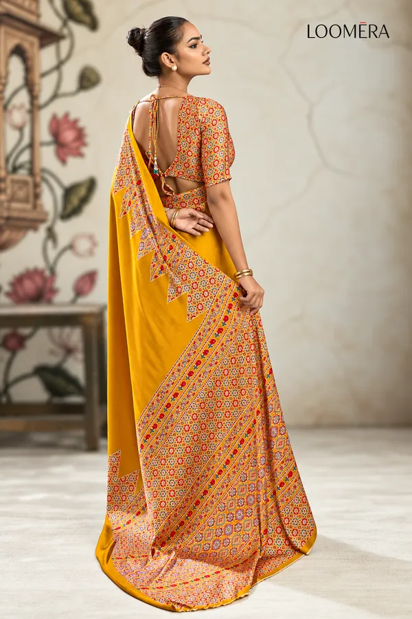 Yellow_Premium_Satin_Saree_with_Ajrakh_Print