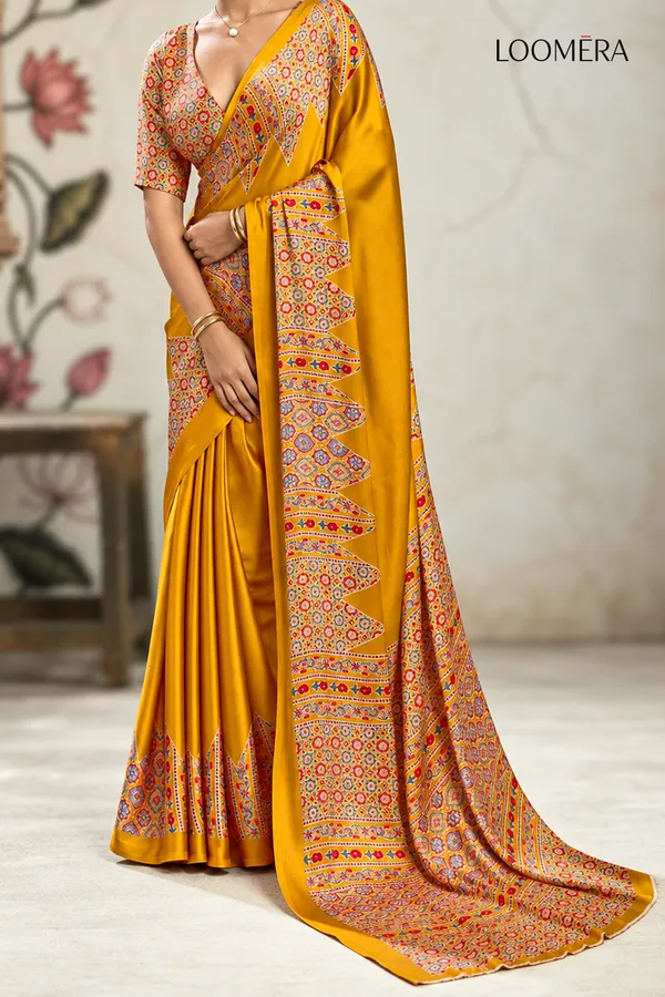 Yellow_Premium_Satin_Saree_with_Ajrakh_Print