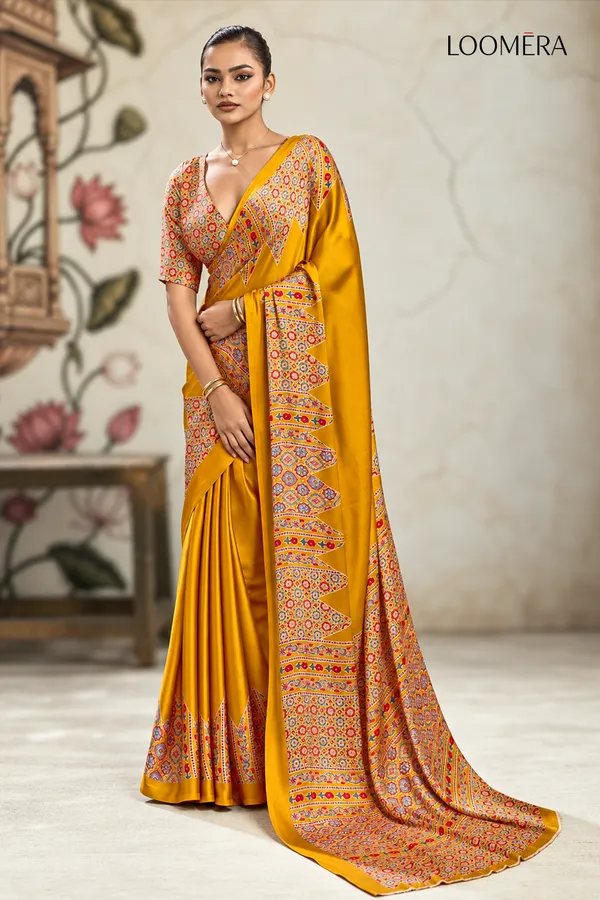 Yellow_Premium_Satin_Saree_with_Ajrakh_Print