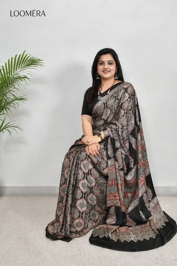 Black_Modal_Silk_Saree_with_Ajrakh_Print