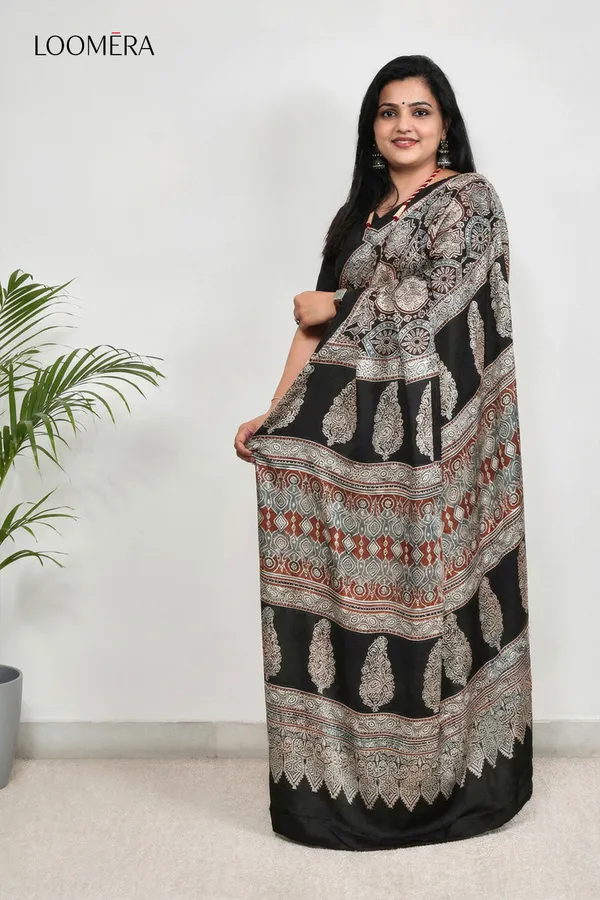 Black_Modal_Silk_Saree_with_Ajrakh_Print