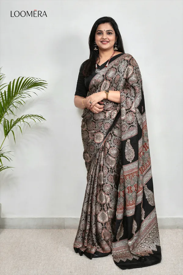 Black_Modal_Silk_Saree_with_Ajrakh_Print