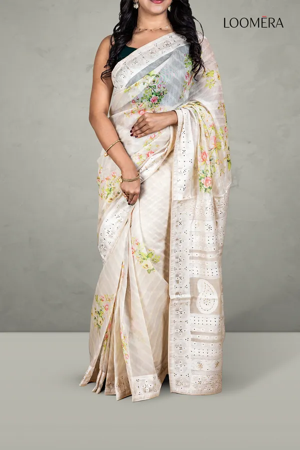 Beige_Saree_With_Floral_Print_And_Mirror_Design_Border