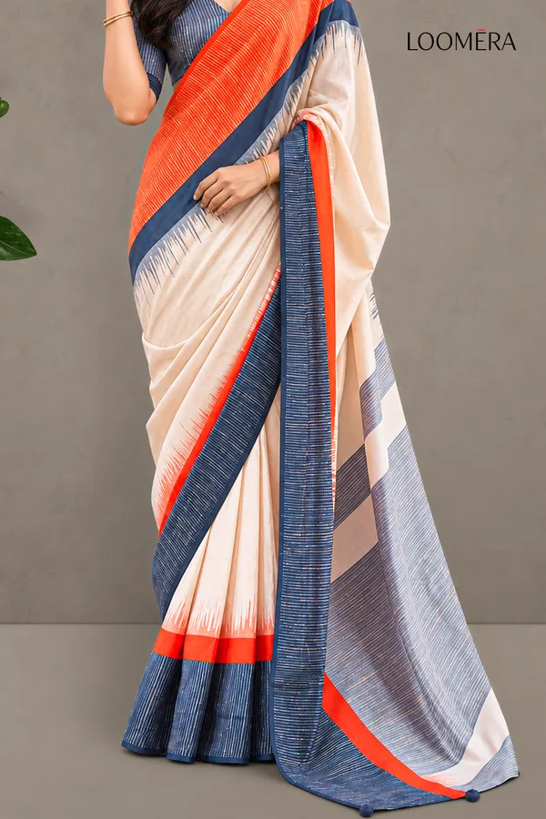 Beige_Saree_with_Orange_and_Grey_Border