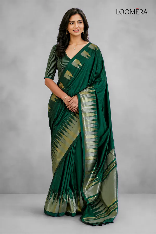 Bottle_Green_Soft_Silk_Saree