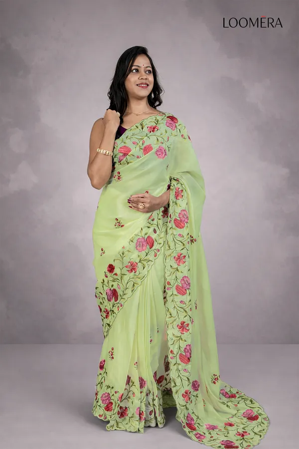 Sage_Green_Tussar_Silk_Saree_With_Floral_Embroidery