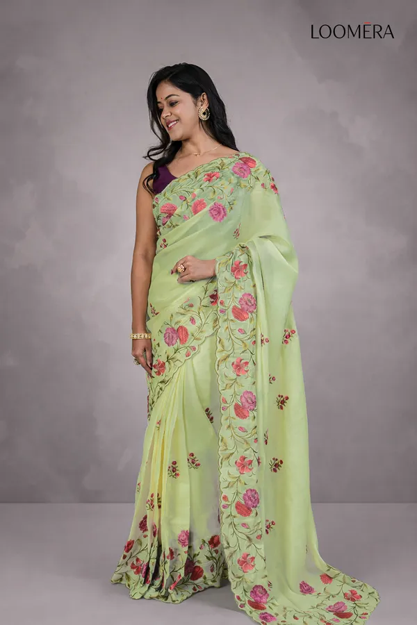 Sage_Green_Tussar_Silk_Saree_With_Floral_Embroidery