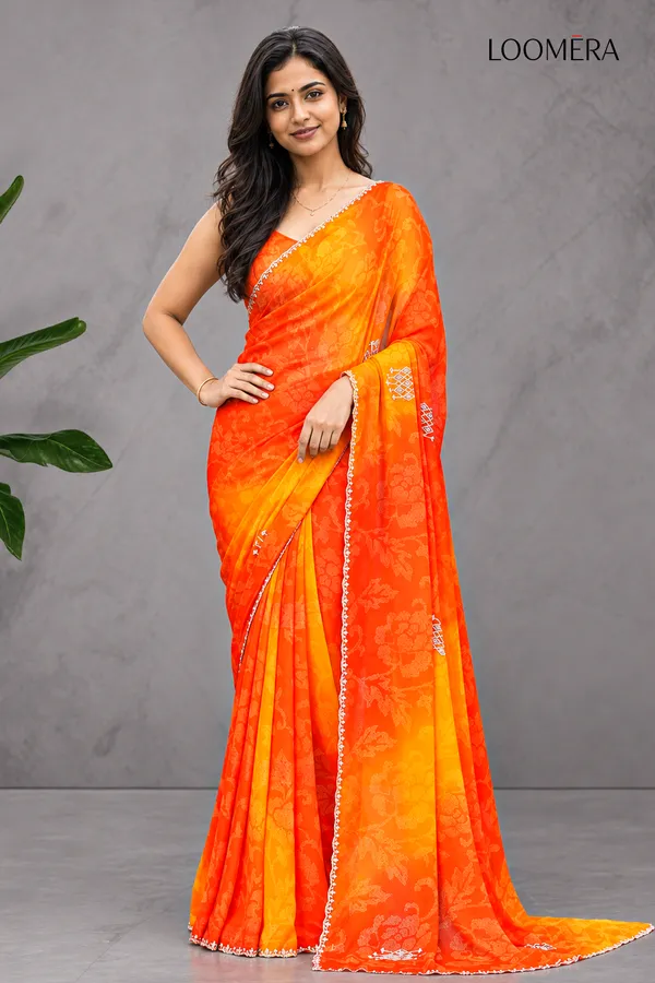Orange_Multi-Hue_Saree_with_Floral_Design