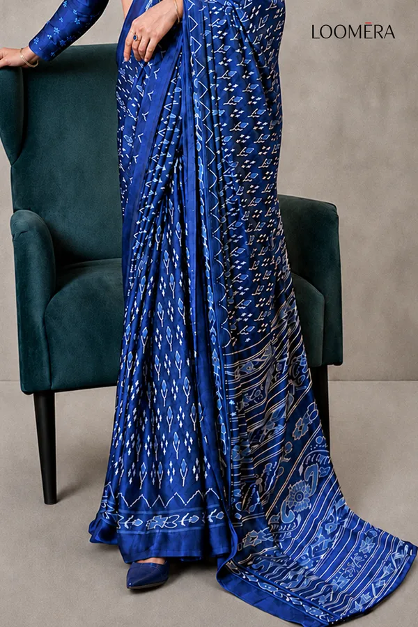Royal_Blue_Ajrakh_Patola_Printed_Satin_Saree