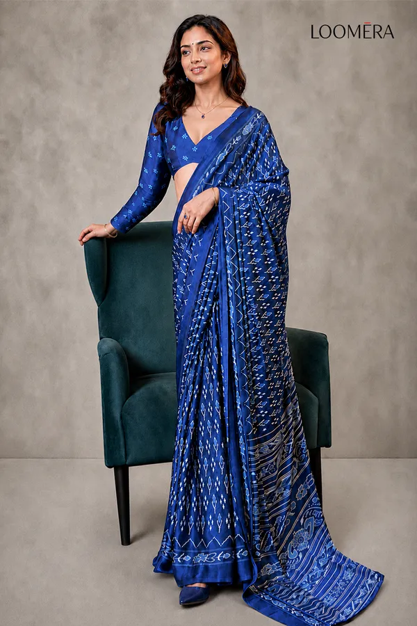 Royal_Blue_Ajrakh_Patola_Printed_Satin_Saree
