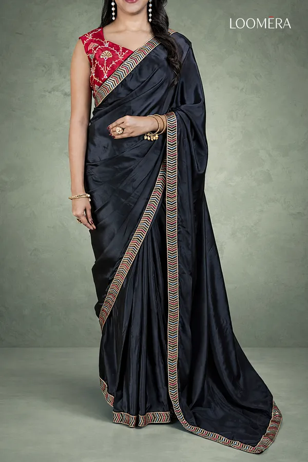 Black_Crepe_Saree_With_Sequin_Border_And_Readymade_Blouse
