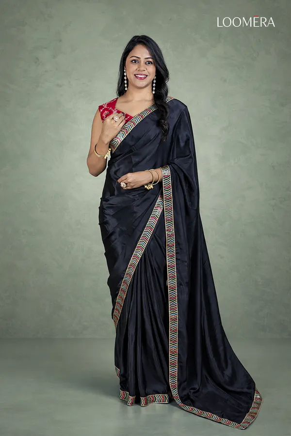Black_Crepe_Saree_With_Sequin_Border_And_Readymade_Blouse