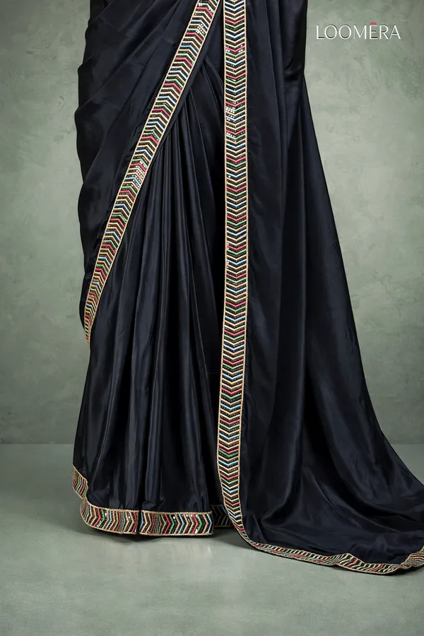 Black_Crepe_Saree_With_Sequin_Border_And_Readymade_Blouse