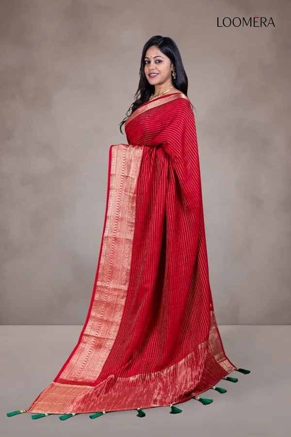 Red_Semi_Silk_Saree_With_Golden_Zari_Border