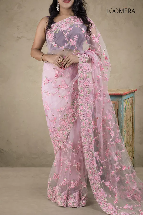 Pink_Organza_Saree_With_Heavy_Threadwork_And_Stone_Embellishments