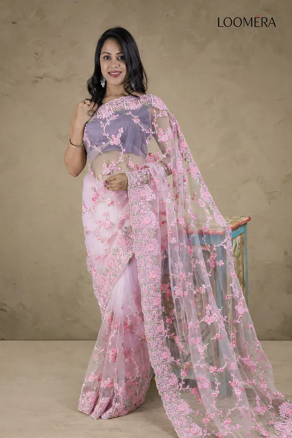 Pink_Organza_Saree_With_Heavy_Threadwork_And_Stone_Embellishments