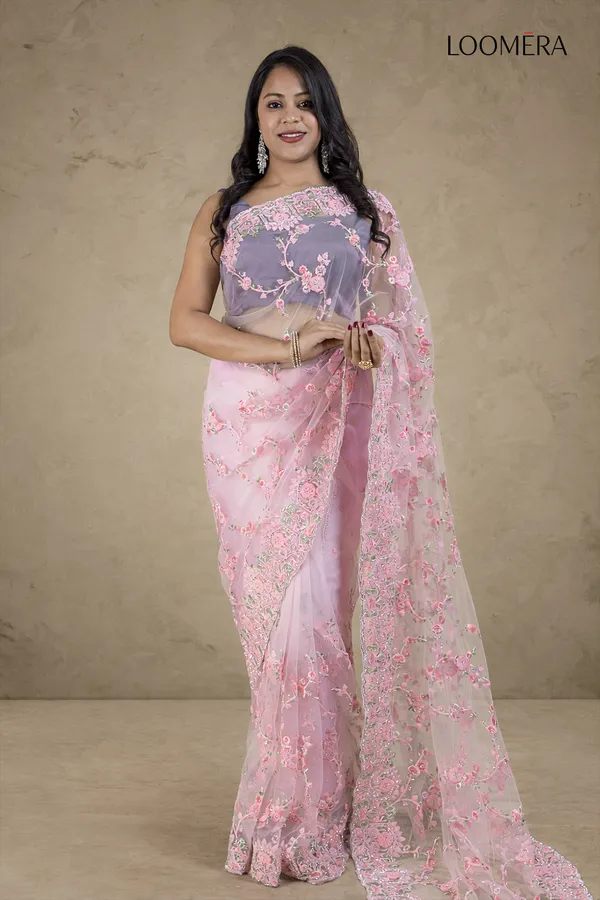 Pink_Organza_Saree_With_Heavy_Threadwork_And_Stone_Embellishments