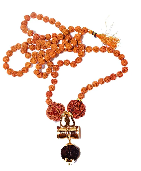 5_Mukhi_Rudraksha_Damru_Design_Kavach_Unisex_Mala