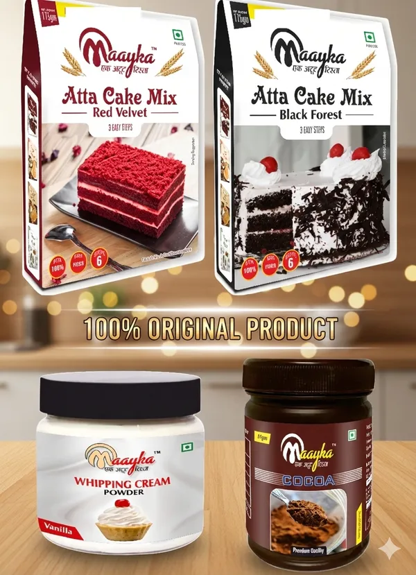 Pack_Of_4_Maayka|_Atta_|_Premium_|_Red_Velvet_&_Black_Forest_Cake_Mix_&_Cocoa_Powder_&_Red_Balls